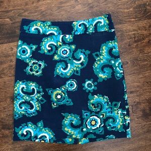 Blue patterned skirt